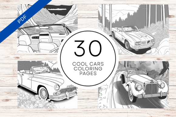Cool Cars Coloring Book: 30 Pages
