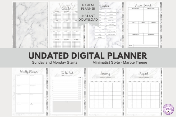 Undated Digital Planner, Portrait PDF: A Flexible Organizing Tool for Everyday Life